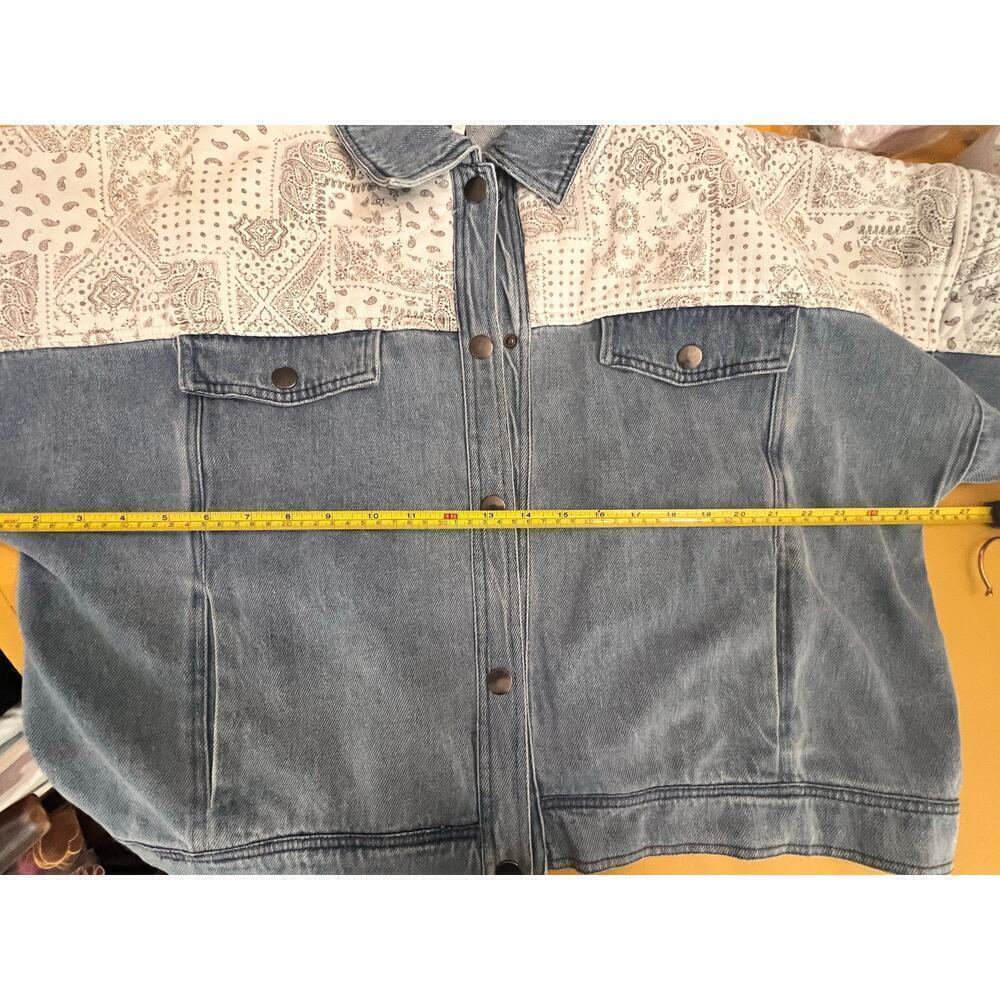 ☀️Mable Womens Paisley Print Contrast Denim Jacket Blue Size M - Picture 7 of 8